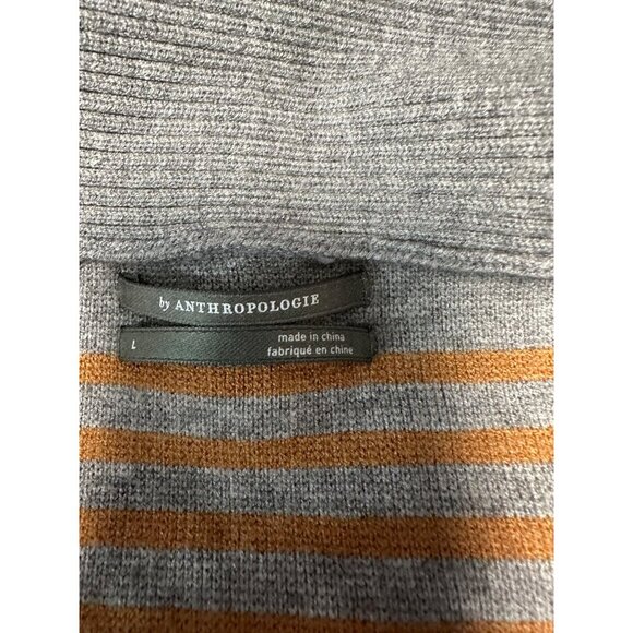 Anthropologie Gray Striped ELISE Ribbed Off Shoulder Sweater Size L - Picture 6 of 11